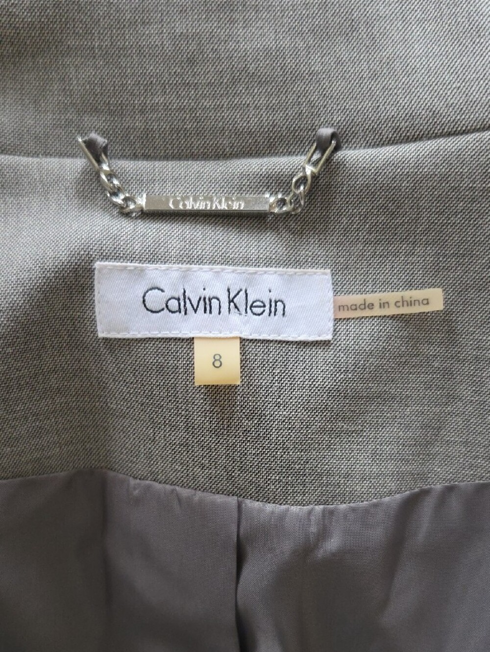 Calvin Klein Light Gray Open-Front Women's Blazer - Picture 4 of 4